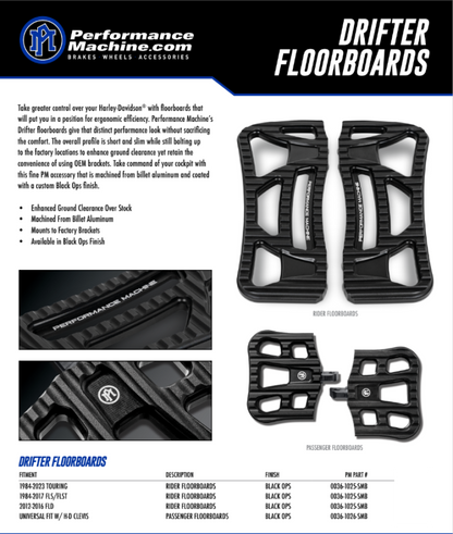 Performance Machine Floorboard Assembly Passenger Drifter - Black Ops 0036-1026-SMB 0036-1026-SMB User 1