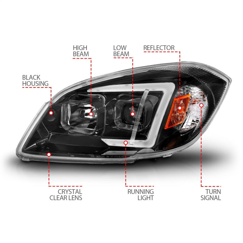 ANZO 05-10 Chevrolet Cobalt / 07-10 Pontiac G5 LED Projector Headlights w/ Seq Black Housing 121573 121573 Photo - Unmounted