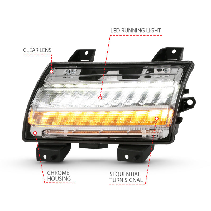 ANZO 18-19 Jeep Wrangler JL Halogen Chrome Clear w/ Sequential Signal 511083 511083 Photo - Unmounted
