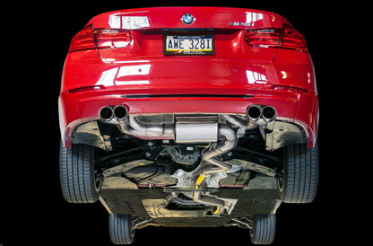 AWE Tuning BMW F3X N20/N26 328i/428i Touring Edition Exhaust Quad Outlet - 80mm Chrome Silver Tips 3010-42042 3010-42042 Photo - Mounted