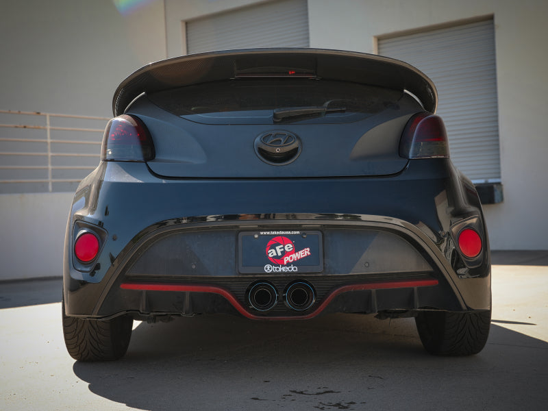 aFe Takeda 13-17 Hyundai Veloster L4-1.6L 2-1/2in 304 SS Axle-Back Exhaust w/ Blue Flame Tips 49-37019-L 49-37019-L Photo - Mounted