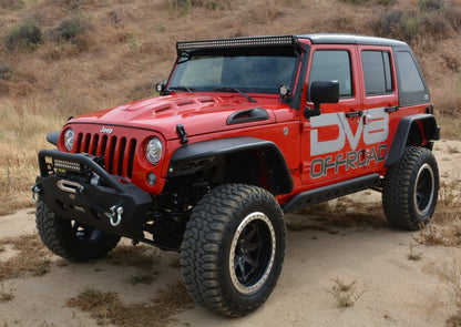 DV8 Offroad 07-18 Jeep Wrangler JK Metal Heat Dispersion Hood - Primer Black HDMB07-02 HDMB07-02 Photo - Mounted