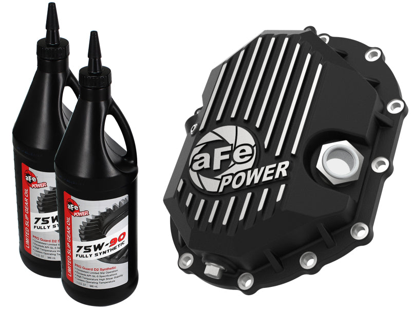 aFe Pro Series Front Differential Cover Black w/Machined Fins & Gear Oil 46-71051B Photo - Primary