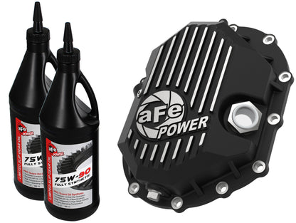 aFe Pro Series Front Differential Cover Black w/Machined Fins & Gear Oil 46-71051B Photo - Primary