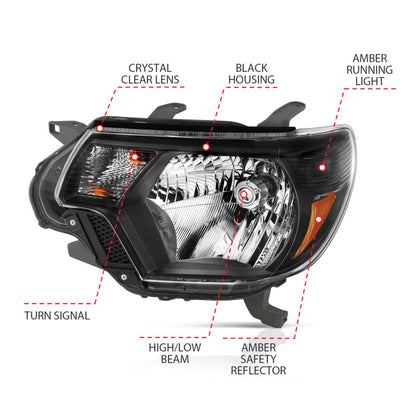 Anzo  2012-2015 Toyota Tacoma Crystal Headlights Black 111395 Photo - Unmounted