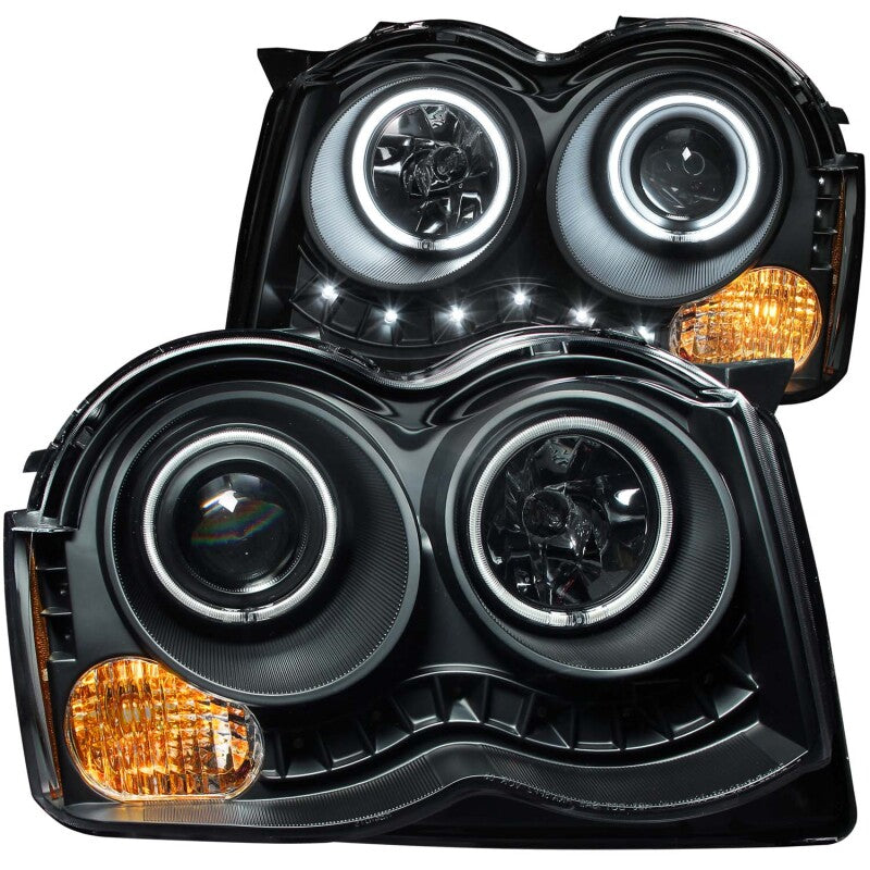 Anzo 2008-2010 Jeep Grand Cherokee Projector Headlights w/ Halo Black CCFL 111213 Photo - Primary