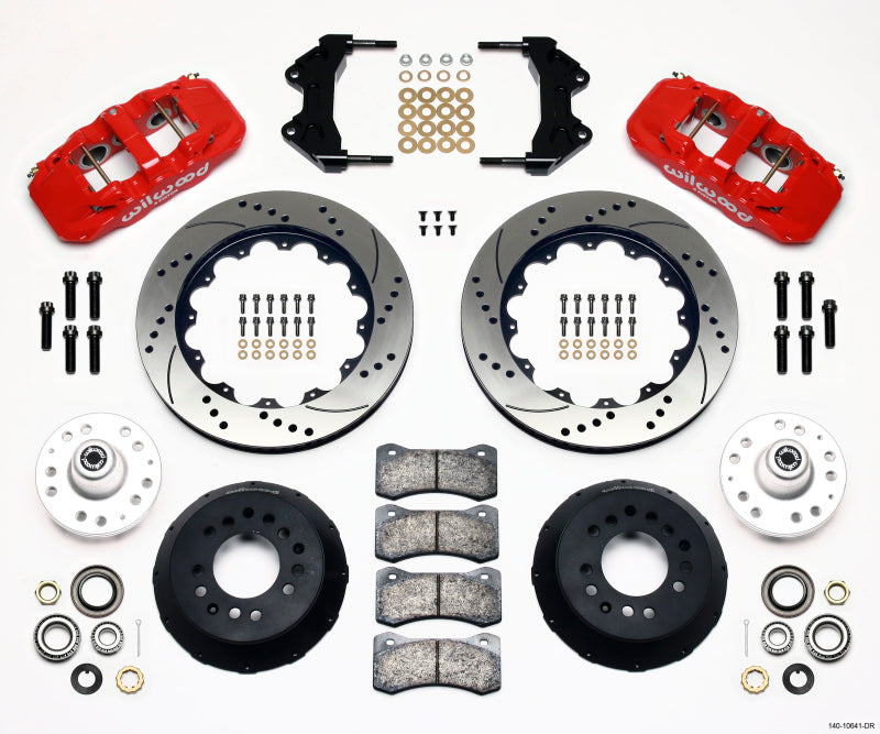 Wilwood AERO6 Front Hub Kit 14.00 Drilled-Red WWE ProSpindle 140-10641-DR 140-10641-DR Photo - Primary
