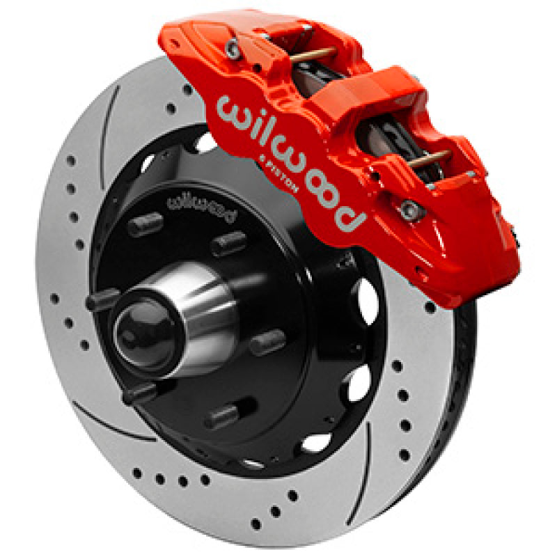 Wilwood 63-87 C10 CPP Spindle AERO6 Front BBK 14in Drilled/Slotted 6x5.5 BC - Red 140-16459-DR