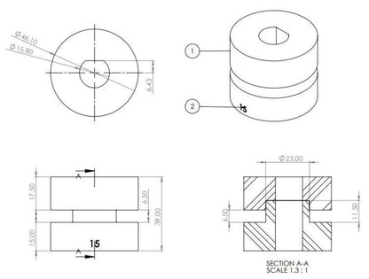 Superpro Front Shock Absorber Upper Bushing Kit SPF5488K SPF5488K Technical Drawing