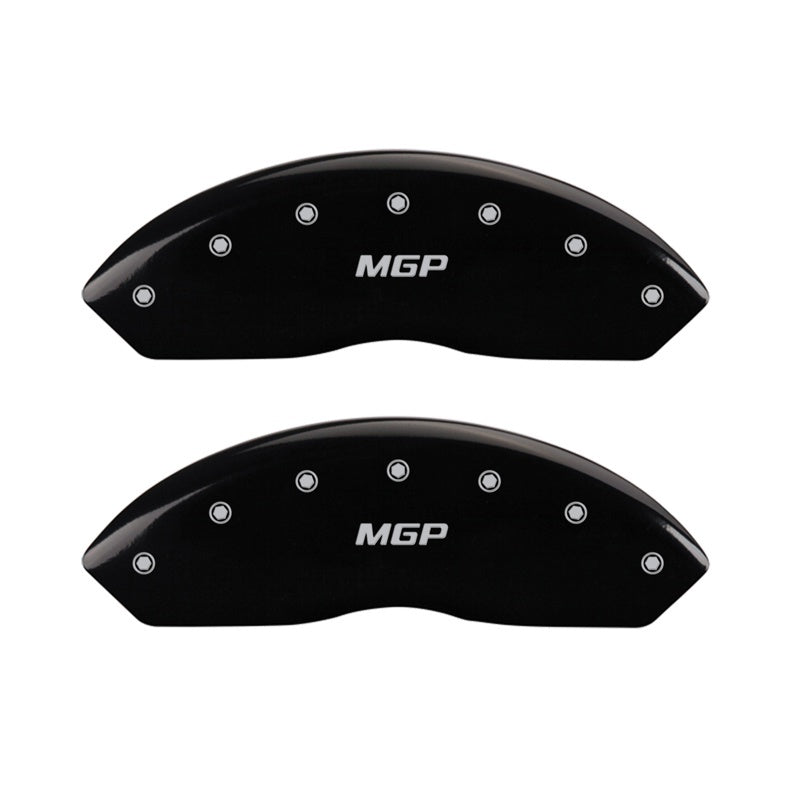 MGP Front set 2 Caliper Covers Engraved Front MGP Black finish silver ch 14212FMGPBK 14212FMGPBK Photo - Primary