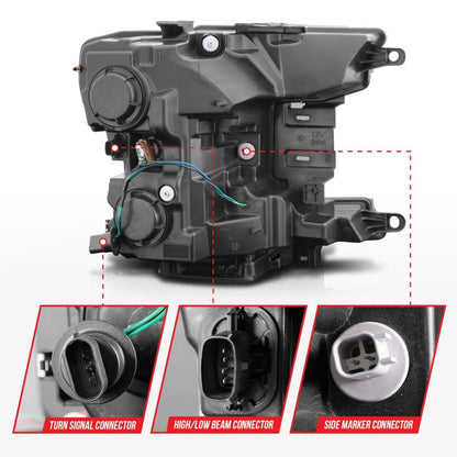 ANZO 2018-2020 Ford F-150 Projector Headlight w/ Plank Style Switchback Black Housing 111509 111509 Photo - Unmounted