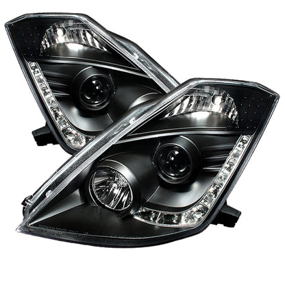 Spyder Nissan 350Z 03-05 Projector Headlights Xenon DRL Blk High H1 Lw D2R PRO-YD-N350Z02-HID-DRL-BK 5032225 5032225 Photo - Primary