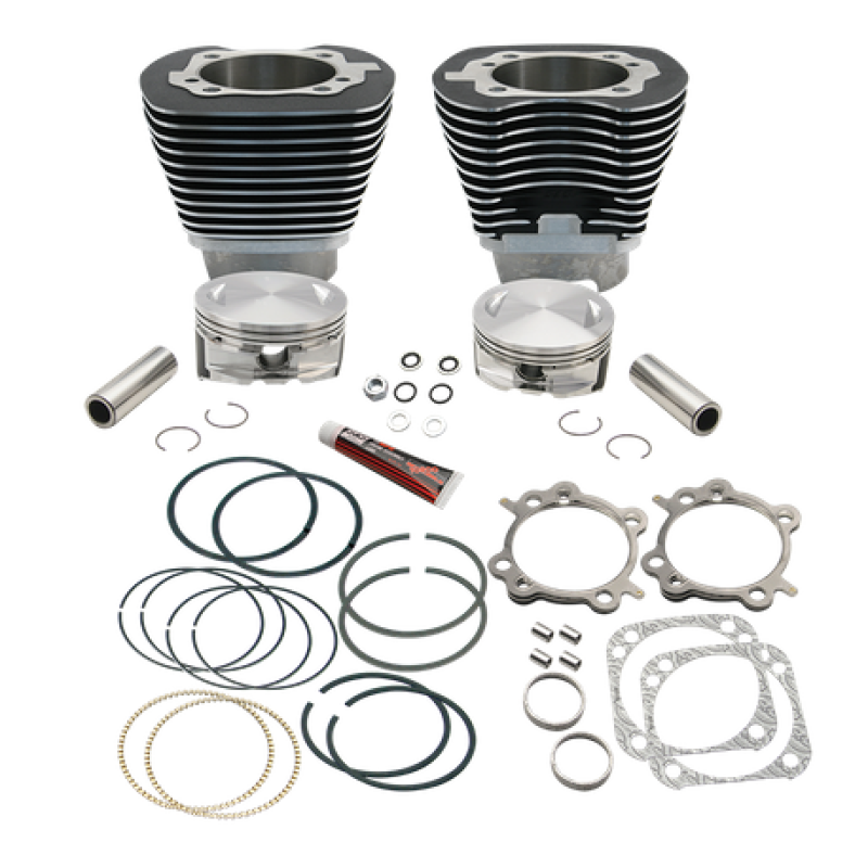 S&S Cycle 99-06 w/ 89cc/91cc Heads 4 1/8in Bore Cyl & Piston Kit For 124in Hot Set Up Kit - Wblack 910-0222