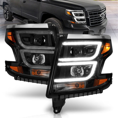 ANZO 2015-2020 Chevy Tahoe Projector Headlights Plank Style Black w/DRL 111492 111492 Photo - Primary