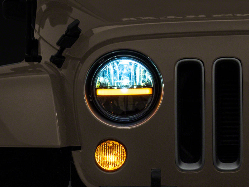 Raxiom 97-18 Jeep Wrangler TJ & JK Axial 7-In LED Headlights w/ DRL - Blk Housing (Clear Lens) J143372 J143372 Photo - Primary