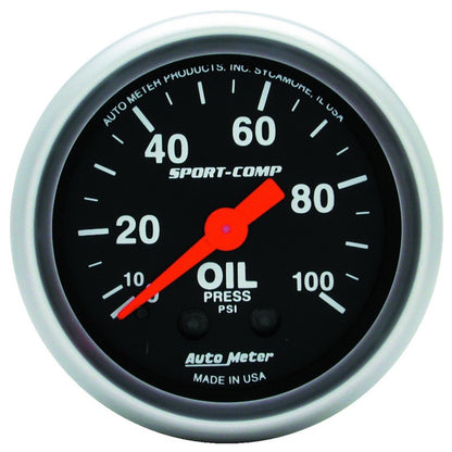 Autometer t Comp 3321 2" Oil Press 0-100 PSI Mechanical Gauge 3321 Photo - Primary
