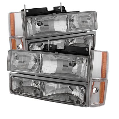 SPYDER Xtune GMC Yukon 92-93 Crystal Headlights w/ Corner & Bumper Chrome HD-JH-GMCCK88-AM-C-SET 5077424 5077424 Photo - Primary