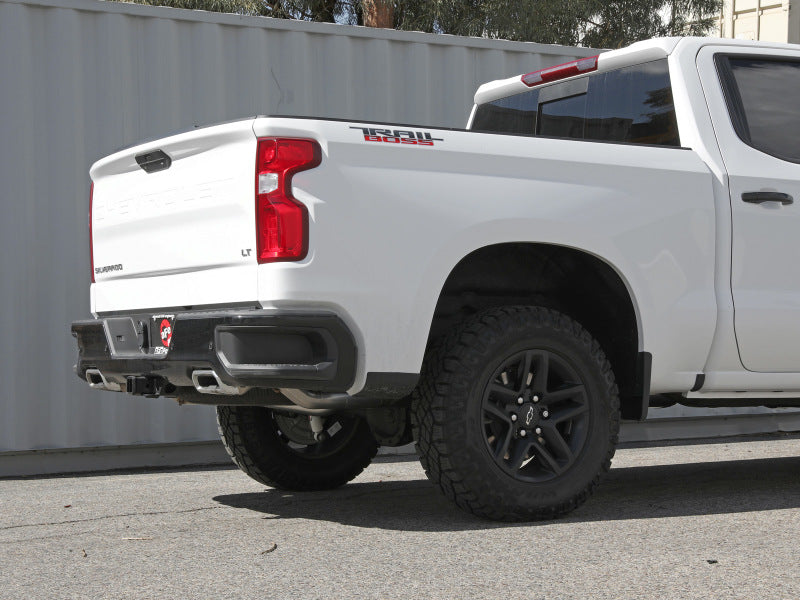 aFe Gemini XV 4in to Dual 3in 304 SS Cat-Back Exhaust w/ Cutout 19-21 GM Silverado/Sierra V8-6.2L 49-34140 49-34140 Photo - Mounted