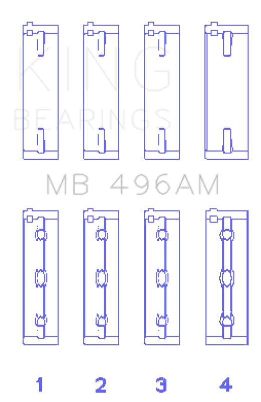 King Engine Bearings King Mazda KL V6 (Size STD) Main Bearing Set of 4 MB496AM MB496AM Photo - Primary