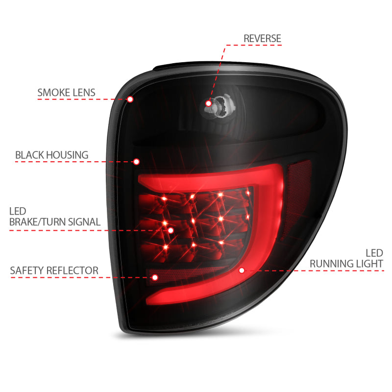 ANZO 2004-2007 Dodge Grand Caravan LED Tail Lights w/ Light Bar Black Housing Smoke Lens 311366 311366 Photo - Unmounted