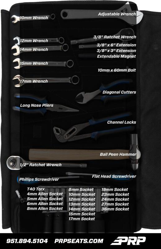 PRP Seats PRP Kawasaki KRX Roll Up Tool Bag w/ 35pc Tool Kit E132 E132 Photo - Close Up