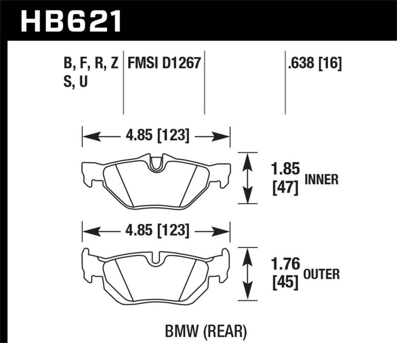 Hawk Performance Hawk 2011 BMW 125i Rear ER-1 Brake Pads HB621D.638 HB621D.638 Photo - Primary