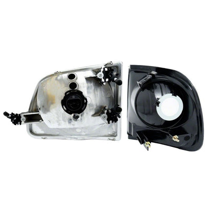Raxiom 97-03 Ford F-150 G2 Euro Headlights w/ Parking Lights- Chrome Housing (Clear Lens) T542853 T542853 Photo - Close Up