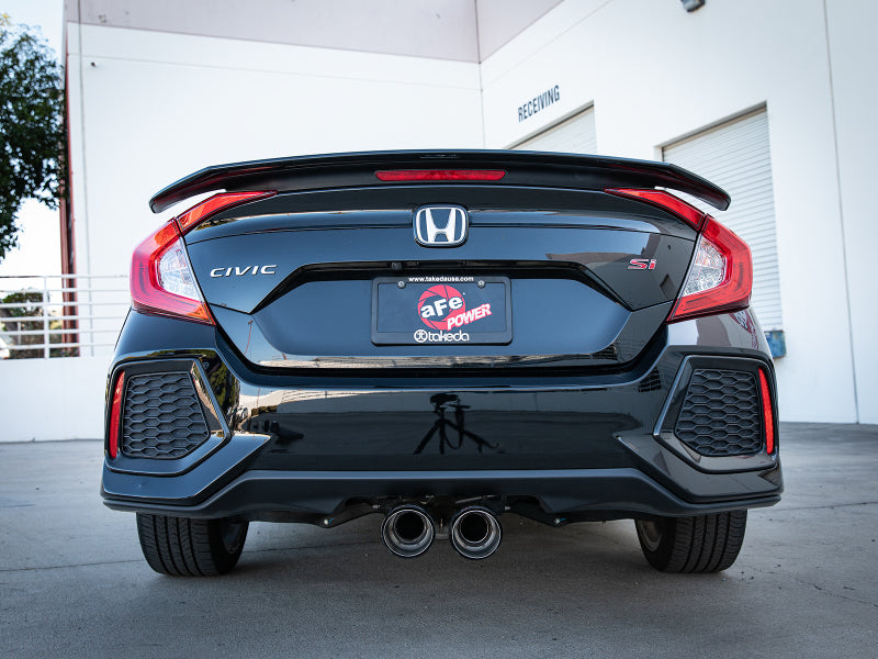 aFe Takeda 2.5in 304SS Cat-Back Exhaust System w/ Carbon Tips 17-20 Honda Civic Si Sedan I4 1.5L 49-36619-C 49-36619-C Photo - Mounted