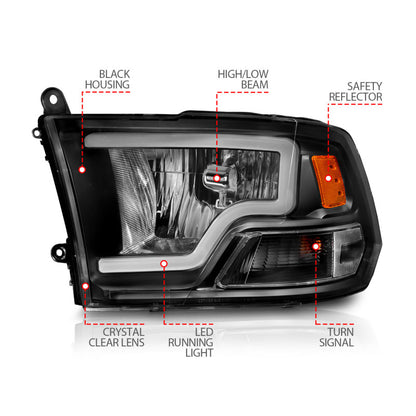 ANZO 2009-2018 Dodge Ram 1500 Crystal Headlights w/ Light Bar Black Housing 111515 111515 User 3