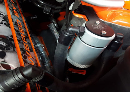J&L 2011-2017 Ford Mustang GT Driver Side Oil Separator 3.0 - Clear Anodized 3011D-C 3011D-C Photo - Close Up
