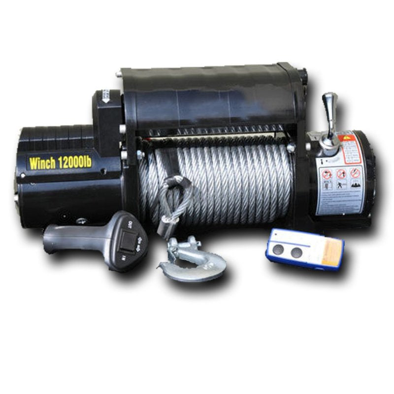 DV8 Offroad 12000 LB Winch w/ Steel Cable & Wireless Remote - Black WB12SC WB12SC Photo - Primary