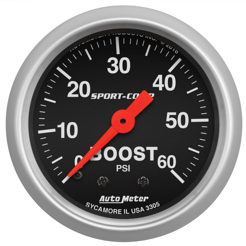 AutoMeter 2-1/16in 0-60 PSI Mechanical Sport-Comp Boost Pressure Gauge 3305 3305 Photo - Primary