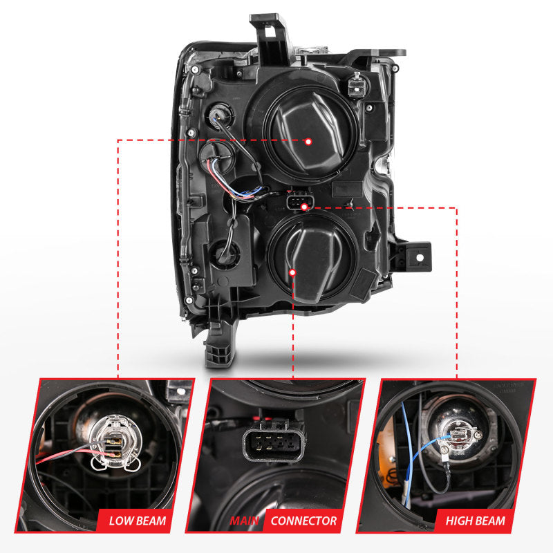 Anzo 2015-2016 Chevrolet Silverado Projector Headlights w/ Plank Style Desi 111359 Photo - Unmounted