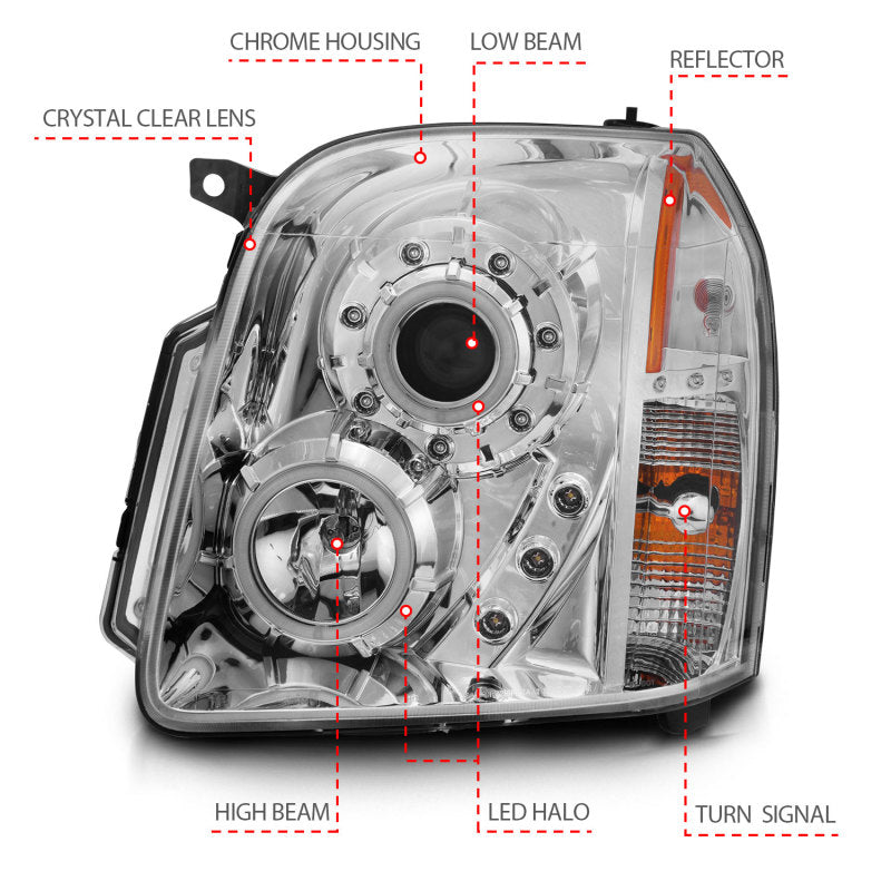 Anzo 2007-2014 Gmc Yukon Projector Headlights w/ Halo Chrome (CCFL) 111147 Photo - Unmounted