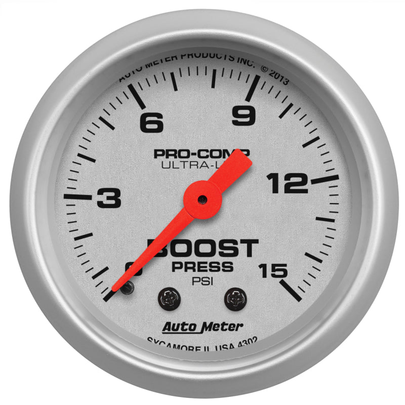 Autometer Gauge, Boost, 2 1/16", 15PSI, Mechanical, Ultra-Lite 4302 Photo - Primary