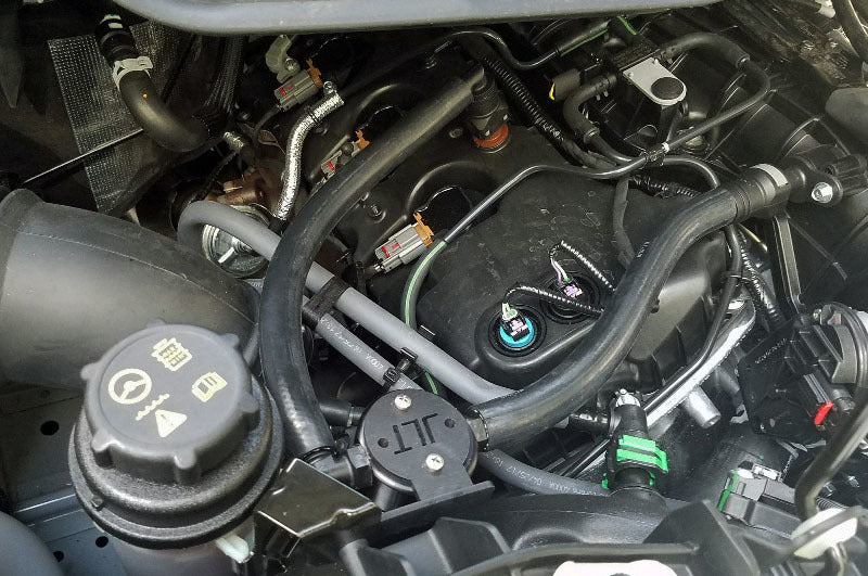 J&L 15-22 Ford Transit 150/250/350 3.5L EcoBoost Passenger Side Oil Separator 3.0 - Black Anodiz 3025P-B 3025P-B Photo - Primary