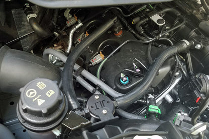 J&L 15-22 Ford Transit 150/250/350 3.5L EcoBoost Passenger Side Oil Separator 3.0 - Black Anodiz 3025P-B 3025P-B Photo - Primary