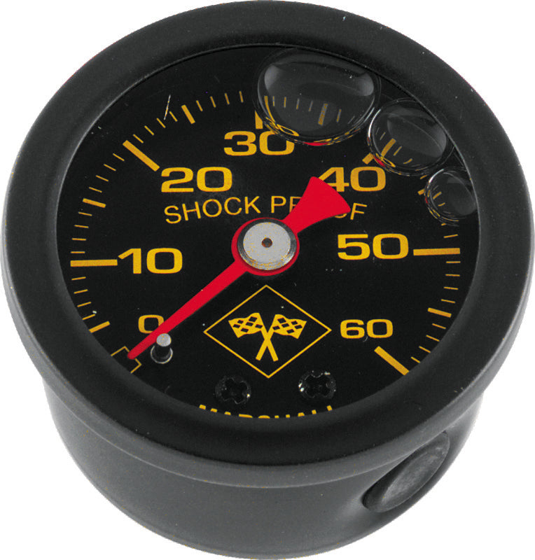 Bikers Choice 0-60 PSI Oil Pressure Gauge Black Face Black Bezel Liquid Filled Universal Custom 496459 496459 Photo - Primary