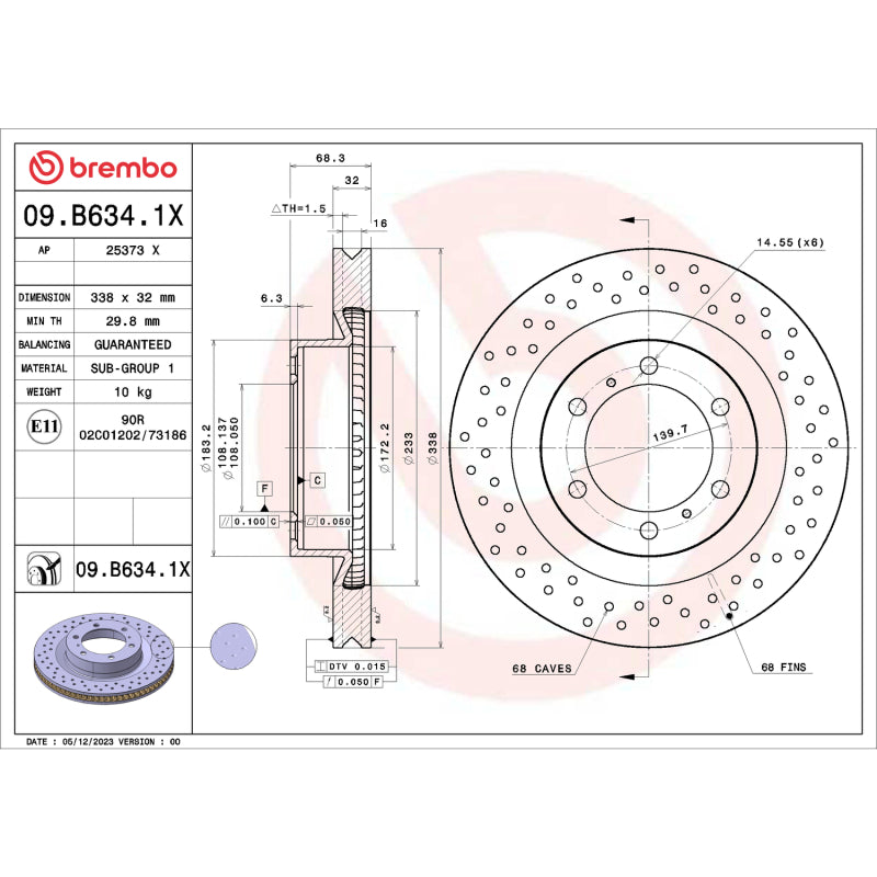 Brembo OE BRE Drilled UV Coated Rotors Brakes, Rotors & Pads Brake Rotors - Drilled main image