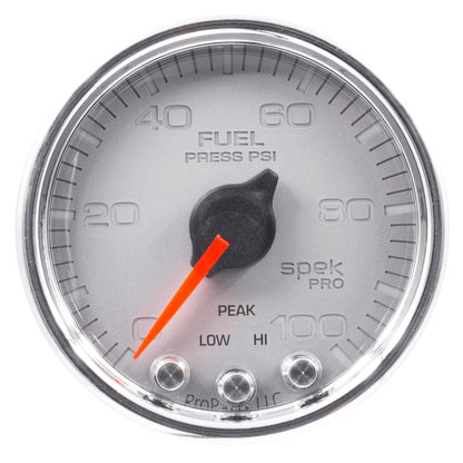 Autometer Spek-Pro Gauge Fuel Press 2 1/16in 100psi Stepper Motor W/Peak & Warn Slvr/Chrm P31421 P31421 User 2