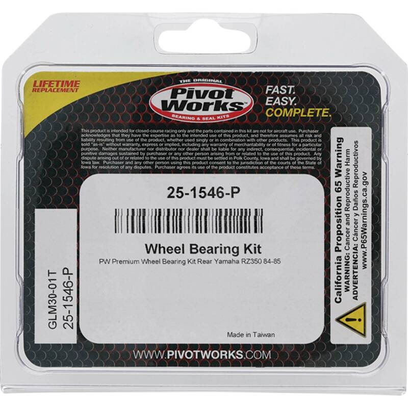 Pivot Works Yamaha Wheel Bearing Kit Premium Bearings 25-1546-P 25-1546-P Photo - Primary