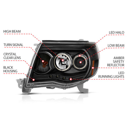 Anzo 2005-2011 Toyota Tacoma Projector Headlights w/ Halo Black 121282 Photo - Unmounted