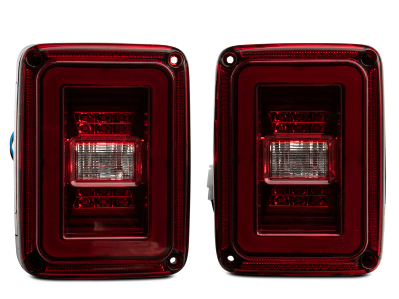 Raxiom 07-18 Jeep Wrangler JK JL Style LED Tail Lights- Black Housing - Red Lens J133626 J133626 Photo - Close Up