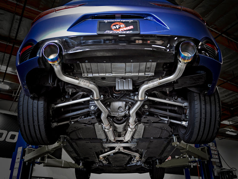 aFe POWER Takeda 2.5in 304 SS CB Exhaust w/ Blue Flame Tips 17-19 Infiniti Q60 V6-3.0L (tt) 49-36134NM-L 49-36134NM-L Photo - Mounted