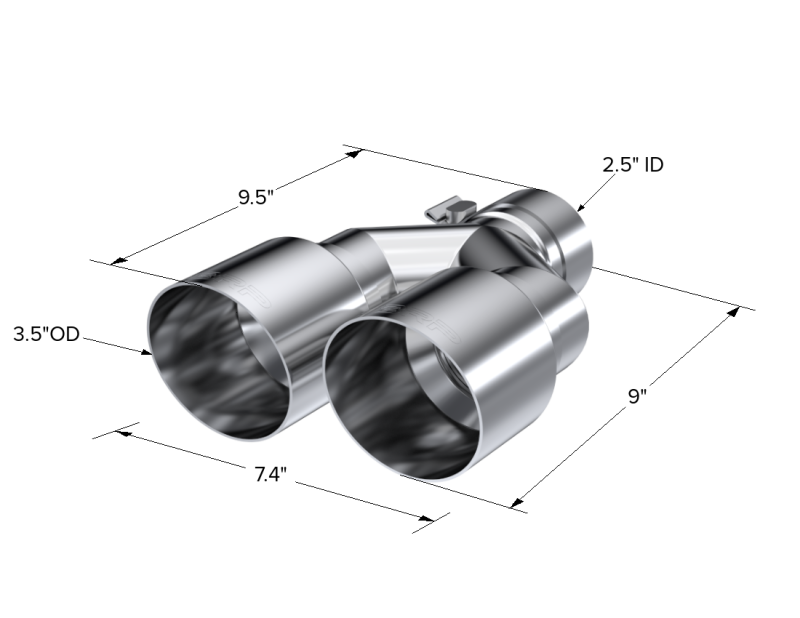 MBRP Universal T304 SS Dual Tip 3.5in OD/2.5in Inlet T5170 T5170 Photo - Close Up