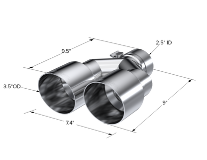 MBRP Universal T304 SS Dual Tip 3.5in OD/2.5in Inlet T5170 T5170 Photo - Close Up