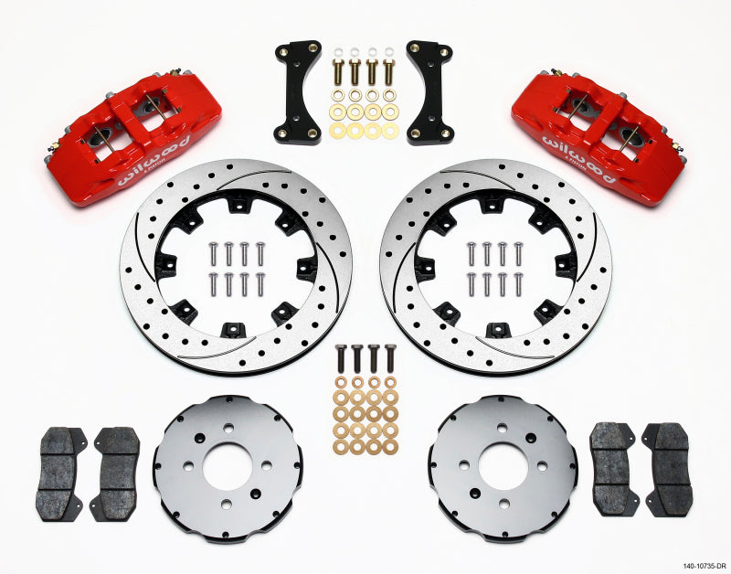 Wilwood DP6A Front Hat Kit, 12.19", Drilled, Red,Honda/Acura 140-10735-DR Photo - Primary