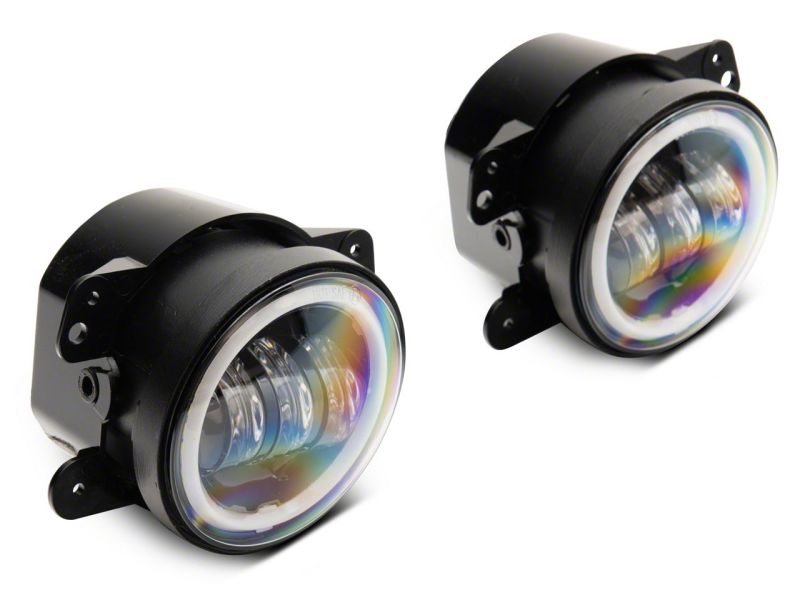 Raxiom 07-18 Jeep Wrangler JK Axial Series Halo LED Fog Lights- Amber J141994 J141994 Photo - Close Up