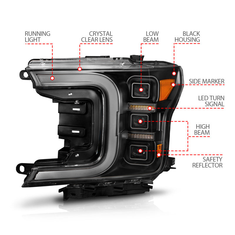 Anzo 18-20 Ford F-150 Full Led Projector Light Bar Headlights Black Amber 111519 111519 User 1