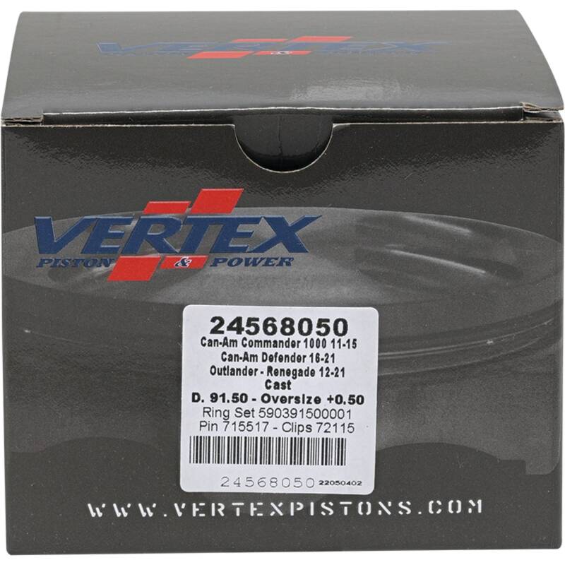 Vertex Pistons Vertex Piston 11-19 Can-Am Commander 1000 1000cc +0.50mm Oversized Cast Replica Piston Kit 24568050 24568050 Photo - Primary